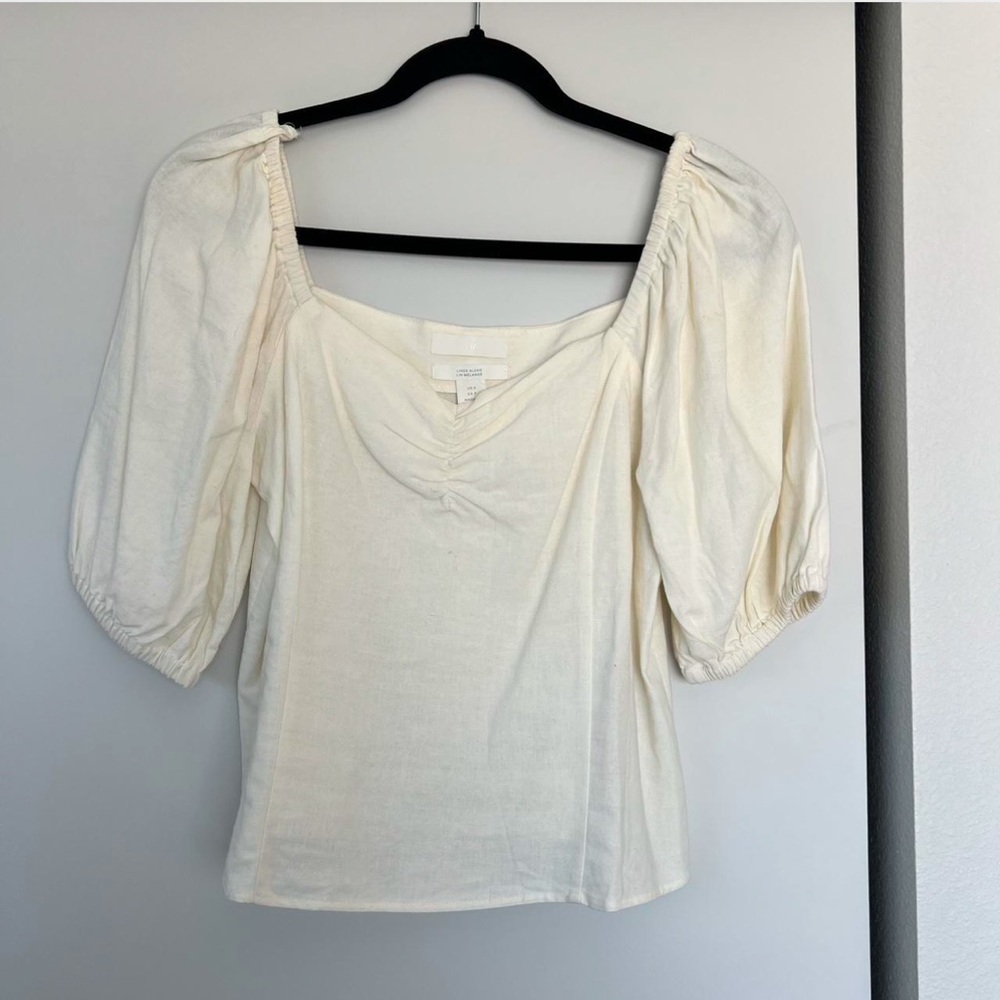 H&M Cream Top with Puff Sleeves